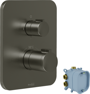 Blaufoss Smartbox Softline Thermostat-Duscharmatur: Unterputz, für 2 Verbraucher, Brushed Gunmetal, Einbauelement inklusive