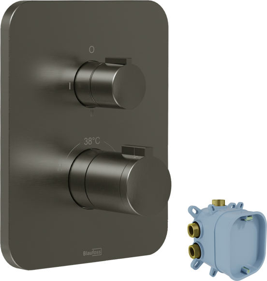 Blaufoss Smartbox Softline Duschsystem: Unterputz, inkl. Thermostat-Duscharmatur, Brushed Gunmetal