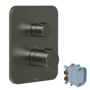 Blaufoss Smartbox Softline thermostatische inbouw douchekraan 2 functies Brushed GunMetal incl. inbouwelement