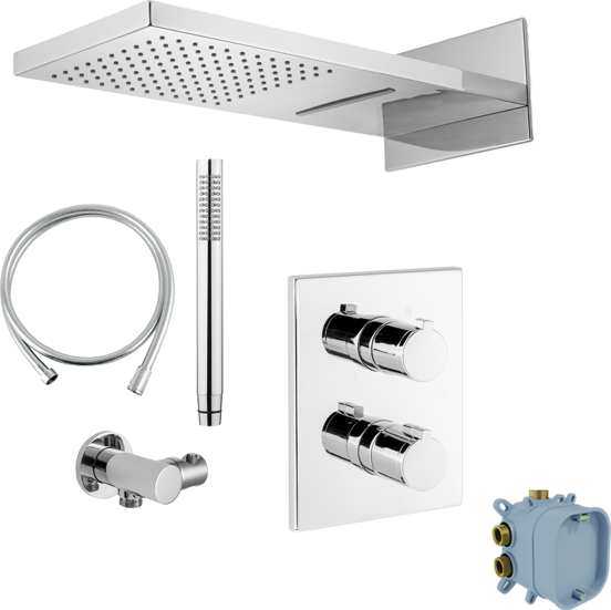 Blaufoss Smartbox Duschsystem: Unterputz, inkl. Thermostat-Duscharmatur, Chrom glänzend