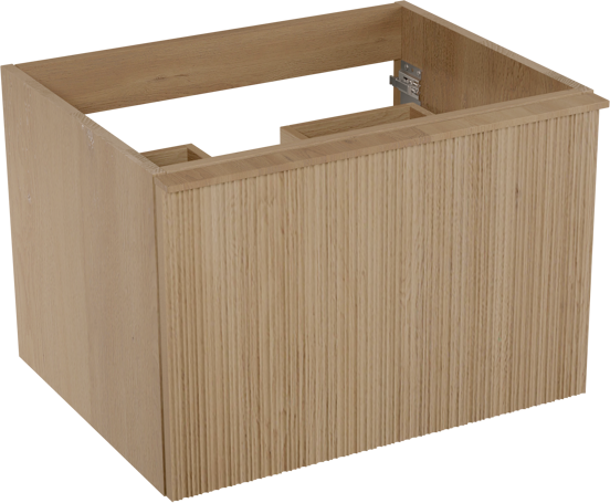 Balmani Forma meuble sous-vasque suspendu nervure asymétrique 67,5 x 55 cm chêne naturel 2 tiroirs