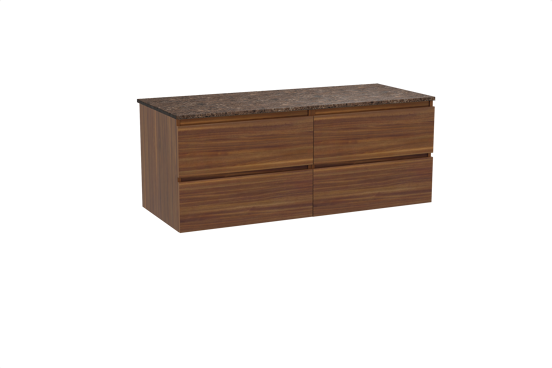 Balmani Lucida zwevend badmeubel 135 x 55 cm amerikaans notenhout met Stretto enkel of dubbel wastafelblad in marmer dark emperador