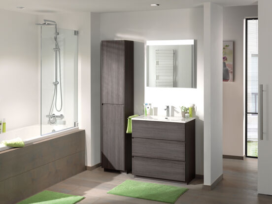 Storke Edge staande wastafelonderkast 80 x 46 cm donkere eik 3 lades