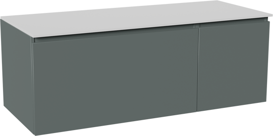 Balmani Sfera meuble salle de bains suspendu 135 x 55 cm forest avec Stretto tablette simple ou double en solid surface blanc mat