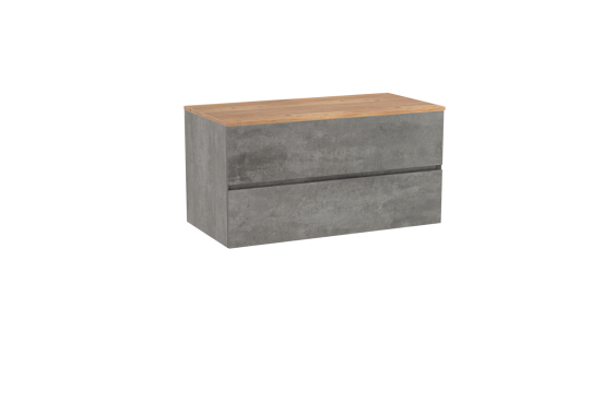 Storke Edge zwevend badkamermeubel 105 x 52 cm beton donkergrijs met Panton enkel tablet in melamine ruwe eik