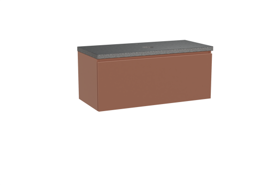 Balmani Sfera hängendes Möbelstück Set: 120 x 55 cm, Cotto, mit Rock Einzel Waschtischplatte, Schwarzes Granit