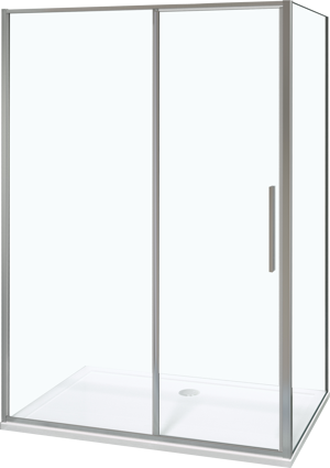 Luca Varess Morano douchecabine met draaideur en 2 vaste zijwanden 90 x 140 cm helder glas glans chroom profiel
