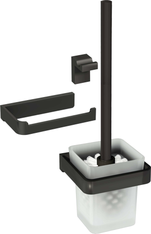 Blaufoss Patio set d'accessoires de toilette noir mat