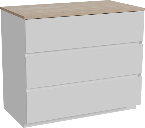 Storke Edge staand badkamermeubel 95 x 52 cm glanzend wit met Panton enkel tablet in melamine ruwe eik