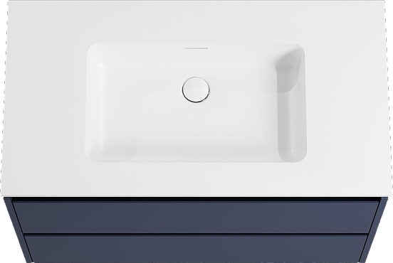 Storke Seda meuble salle de bains suspendu 95 x 52 cm bleu nuit avec Mata plan simple en solid surface blanc mat