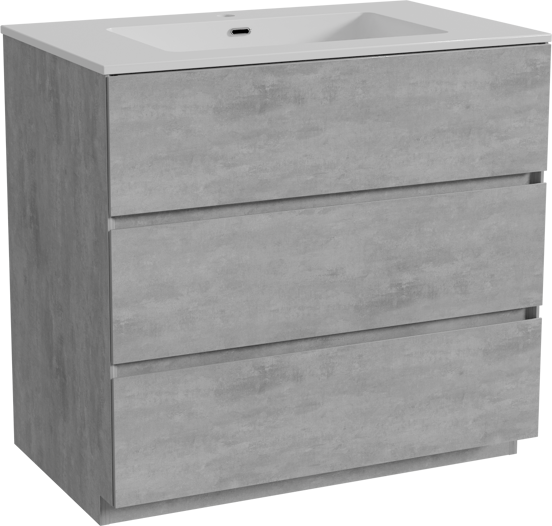 Storke Edge meuble salle de bains à poser 85 x 52 cm béton gris foncé avec Diva plan simple en marbre composite blanc brillant