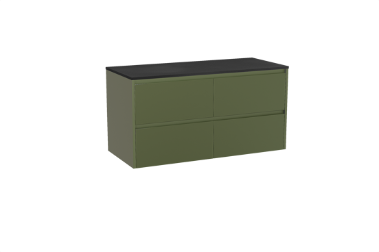 Storke Seda hängendes Möbelstück Set: 120 x 52 cm, OlivgrÃ¼n, mit Panton Einzel- oder Doppel Waschtischplatte, Pulverbeschichtetes MDF Schwarz matt
