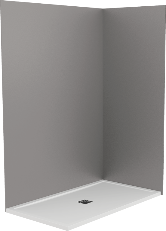 Balmani Zeno Duschrückwände 160 x 90 x 220 cm, Marmorkomposit dunkelgrau Schieferstruktur