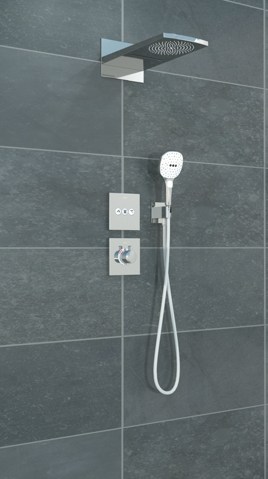 Hansgrohe Showerselect colonne de douche encastrée robinet thermostatique avec douche de tête cascade rectangulaire 44 x 21 cm chrome brillant