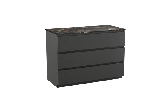 Balmani Lucida staand badkamermeubel 120 x 55 cm zwarte eik met Stretto enkel tablet in marmer portoro gold
