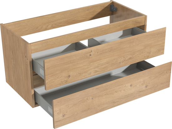 Storke Delta zwevend wastafelonderkast 100 x 48 cm natuur eik 2 lades