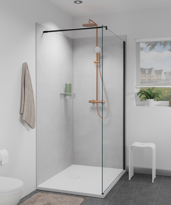 Linie Plato set douchewandpanelen 120 x 90 x 210 cm pvc mat beige Baltimore