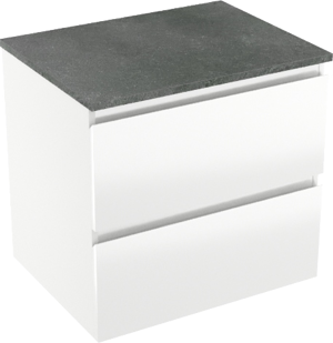 Linie Lado zwevend badkamermeubel 60 x 46 cm glanzend wit met Lado enkel tablet in melamine leisteen grijs