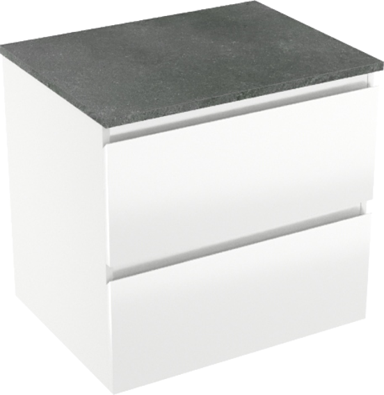Linie Lado zwevend badkamermeubel 60 x 46 cm glanzend wit met Lado enkel tablet in melamine leisteen grijs