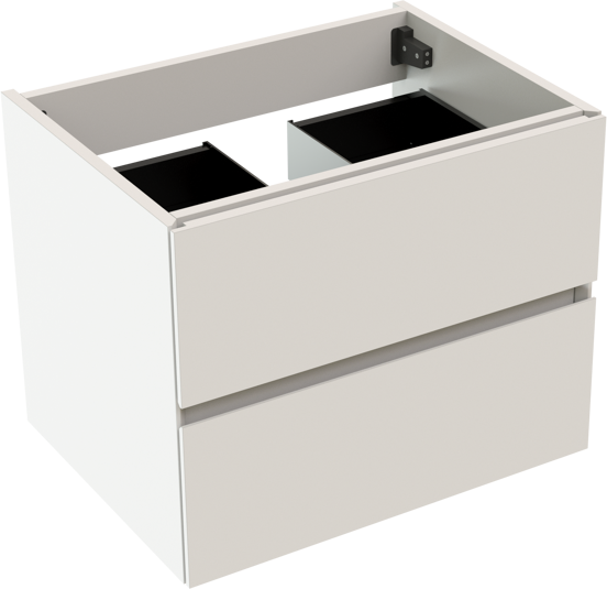 Storke Edge hängender Waschbeckenunterschrank: 60 x 46 cm, Weiß matt, 2 Schubladen