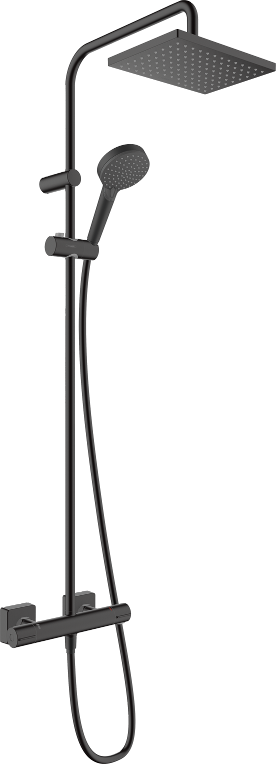 Hansgrohe Vernis Shape Duschsystem mit Thermostat-Armatur Schwarz matt
