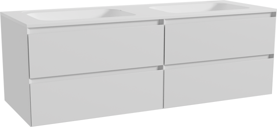 Balmani Mitra meuble salle de bains suspendu 150 x 55 cm blanc mat avec Tablo Strada double vasque en marbre composite blanc mat