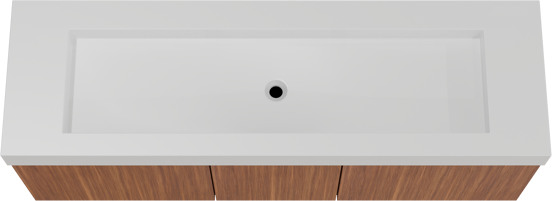 Balmani Sfera meuble salle de bains suspendu 180 x 55 cm noyer américain avec Modus plan simple pour 2 trous de robinet en solid surface blanc mat
