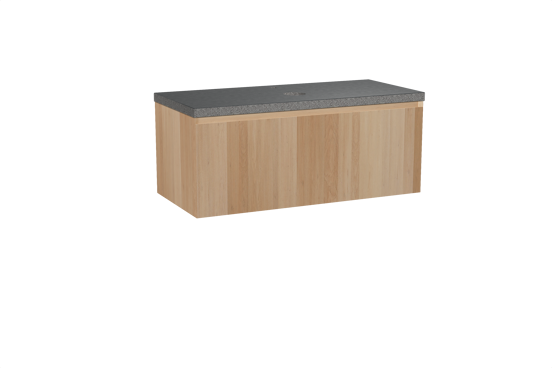 Balmani Idra meuble salle de bains suspendu 120 x 55 cm chêne naturel avec Rock tablette simple en granit noir