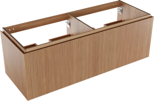 Balmani Eclips zwevende wastafelonderkast 150 x 55 cm Teak 4 lades vert. sym. Groef