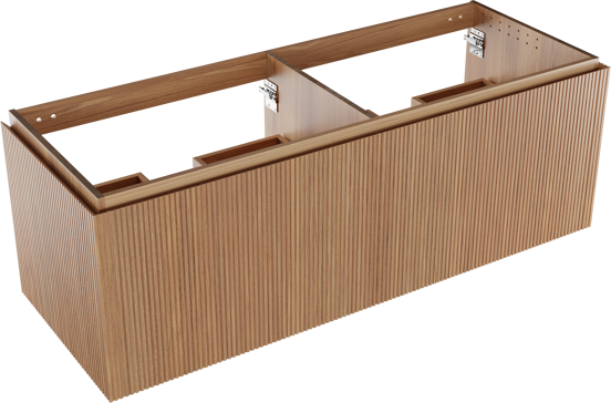 Balmani Eclips meuble sous-lavabo suspendu 150 x 55 cm Teck 4 tiroirs Nervure sym. vert.