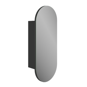 Storke Spiegelschrank Bad: Oval, 100 x 40 cm, Schwarz matt