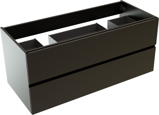 Storke Edge meuble sous-vasque suspendu 120 x 52 cm noir mat 2 tiroirs 2 découpés de siphon