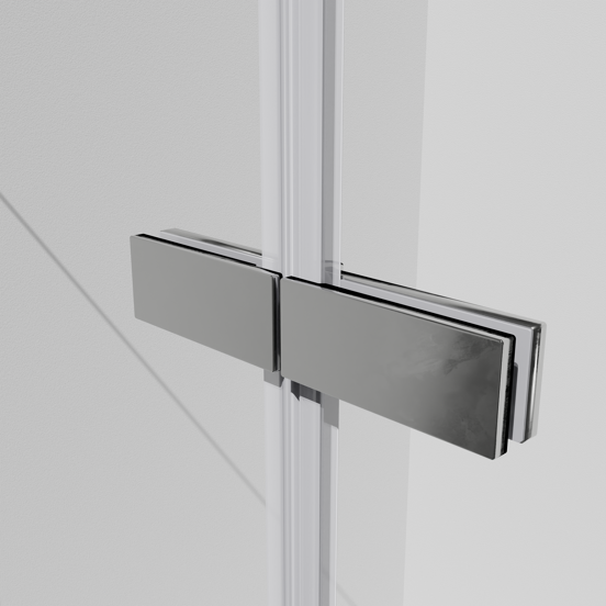 Luca Varess Kuresa tweedelige opvouwbare badwand 110 cm helder glas glanzend chroom profiel