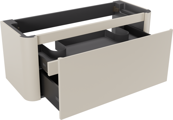 Storke Soft zwevende wastafelonderkast 120 x 46 cm Sand mat 2 lades