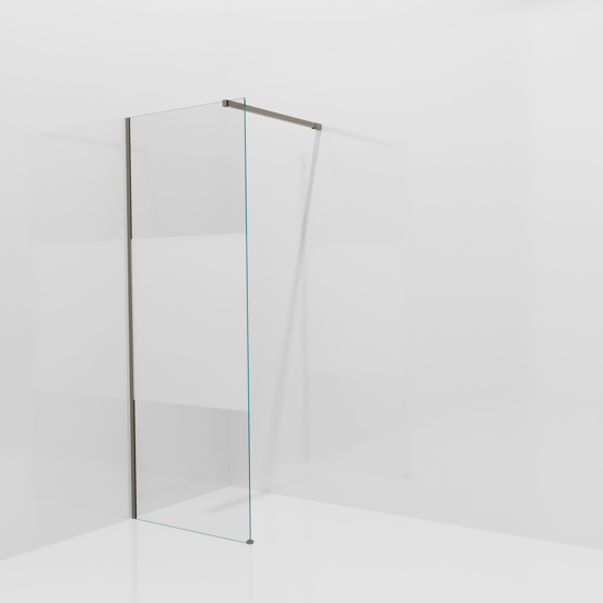 Balmani Modular Walk-In Dusche: 80 x 200 cm, Klarglas mit mattiertem Streifen, inklusive Coating, Profil Stein Grau