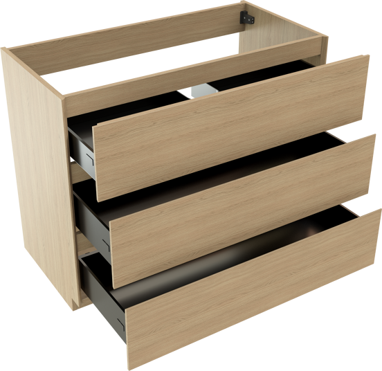 Storke Edge meuble sous-lavabo a poser 105 x 52 cm chêne naturel 3 tiroirs