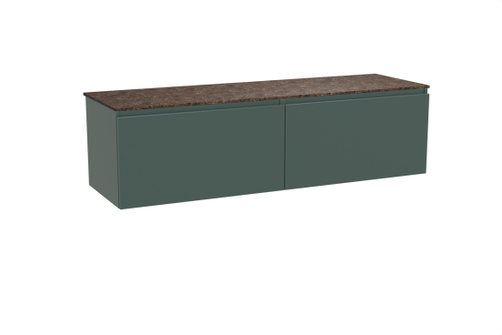 Balmani Sfera hängendes Möbelstück Set: 180 x 55 cm, Forest, mit Stretto Einzel- oder Doppel Waschtischplatte, Marmor Dark Emperador