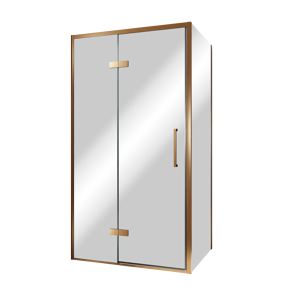 Balmani Senses Design douchehoek met linkse draaideur en vaste zijwand, 100 x 80 cm, Reflex spiegelglas, Brushed Rosegold profielen
