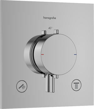 Hansgrohe Ecostat Comfort E Thermostat-Duscharmatur: Unterputz, für 2 Verbraucher, Chrom glänzend