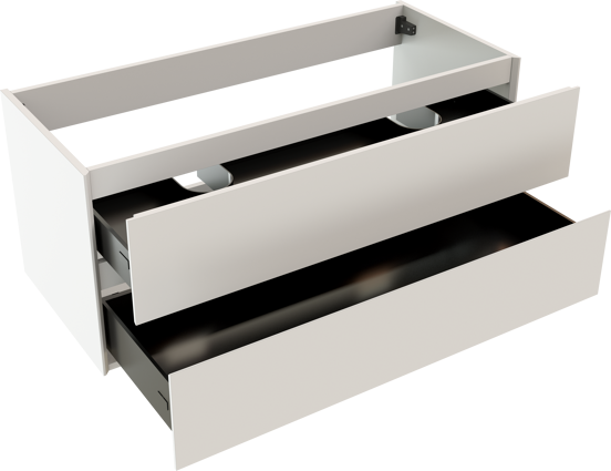 Storke Edge zwevende wastafelonderkast 120 x 52 cm mat wit 2 lades 2 sifonuitsparingen