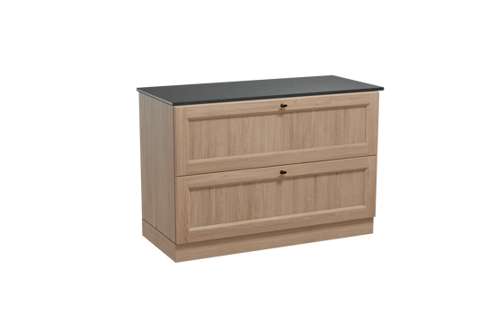 Balmani Lemon staand badkamermeubel 120 x 55 cm verweerde eik met Stretto enkel tablet in graniet zwart