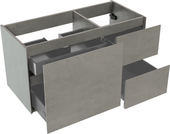 Storke Edge wastafelonderkast assymetrisch beton grijs 100x46cm zwevend