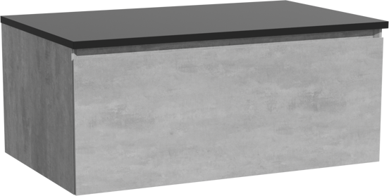 Storke Edge meuble salle de bains suspendu 85 x 52 cm béton gris foncé avec Panton tablette simple en mdf enduit de poudre noir mat