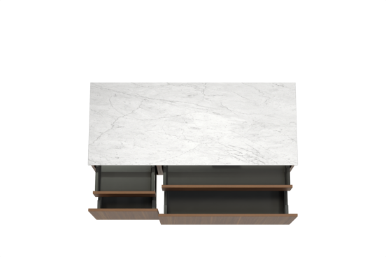 Balmani Sfera meuble salle de bains suspendu 135 x 55 cm noyer américain avec Stretto tablette simple ou double en marbre carrara