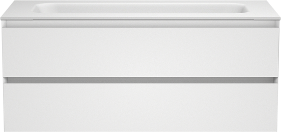 Balmani Mitra meuble salle de bains suspendu 120 x 55 cm blanc mat avec Tablo Arcato lavabo simple pour 2 trous de robinet en solid surface blanc mat