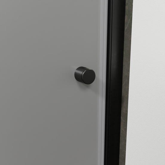 Luca Varess Kuresa douche draaideur 90 x 200 cm helder glas met matte strook mat zwart profiel