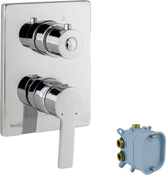 Blaufoss Smartbox de Luxe Thermostat-Duscharmatur: Unterputz, für 2 Verbraucher, Chrom glänzend