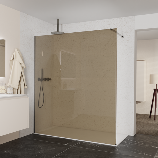 Balmani Modular douche à l'italienne: 180 x 200 cm, Verre bronze, avec coating, Profil Brushed GunMetal
