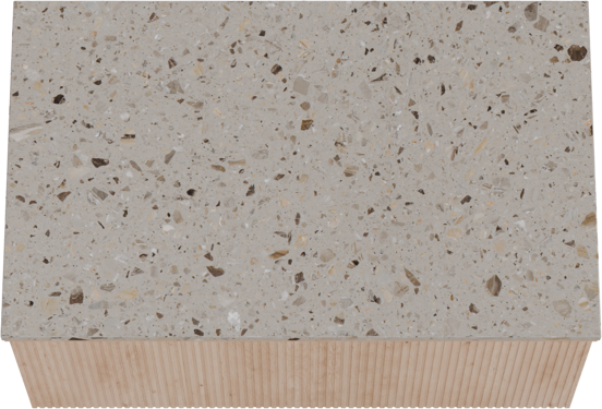 Balmani Forma meuble salle de bains suspendu 90 x 55 cm chêne naturel avec Stretto tablette simple en terrazzo greige terrazzo, Nervure droite symétrique verticale