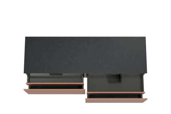 Balmani Sfera meuble salle de bains suspendu 180 x 55 cm cotto avec Stretto tablette simple ou double en granit noir